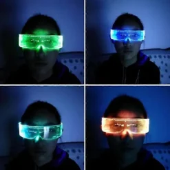 Färgglada lysande glasögon 7 lägen justerbar LED-belysning skyddsglasögon Bar KTV Disco Jul Halloween Party rekvisita glödande glasögon><noscript><img width=