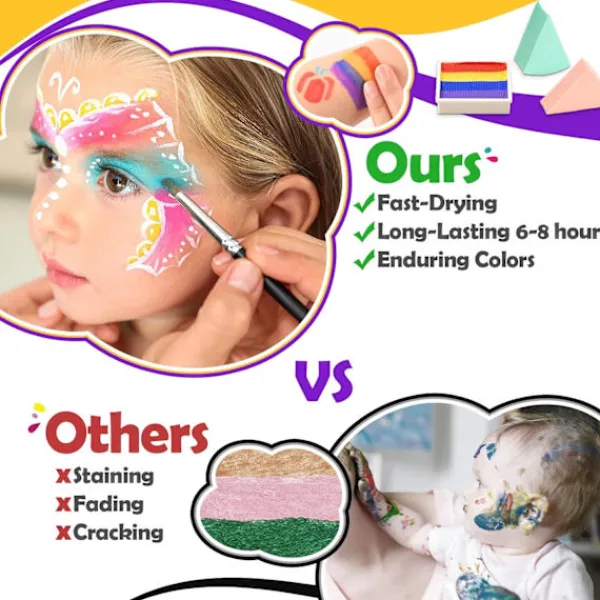 44-färgs Kroppsmålningsset i flera färger, giftfritt> Smink