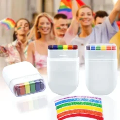 6-färgs regnbågsansiktsfärg VM EM ansiktsmålning><noscript><img width=