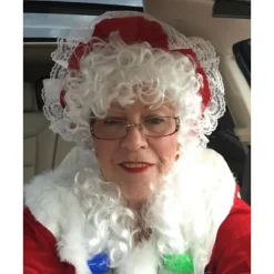 Fru Claus hatt, tomtemor mössa, juldräkt accessoarer spets vit trim hatt elastiskt band för vuxna jul nyår> Huvudbonader