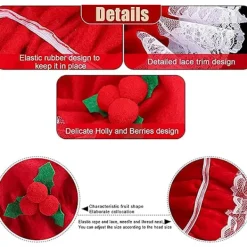 Fru Claus hatt, tomtemor mössa, juldräkt accessoarer spets vit trim hatt elastiskt band för vuxna jul nyår><noscript><img width=