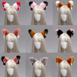 /#/Furry Animal Cat Ears Headband Cat Headpiece Halloween Cospl/#/> Huvudbonader