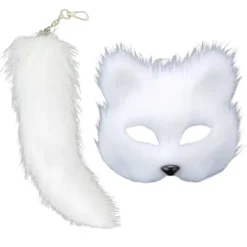 Fusk Rävhale Kattmask Therian Cosplay Halloween Party Kostym[JUN] Black><noscript><img width=