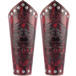 Fuskläder Rustning Medeltida Vantar handledsskydd Viking Arm Guards Larp Tillbehör Bred Bracer Arm Armor Manschett För Män Kvinnor（Röd）> Tillbehör