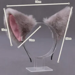 Fuskpälsräv kattöron pannband hårbåge hårband djuröron cosplay festdräkt öron huvudbonader (Vit)> Huvudbonader