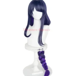 Game genshin impact raiden shogun cosplay peruk pre styled 110cm> Peruker