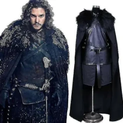 Game of Thrones Jon Snow Kostym, Herr Fancy Dress Cape Set, Party Outfit Cosplay Mantel, Vintersoldat Kostym för Halloween Performance M> Dräkter