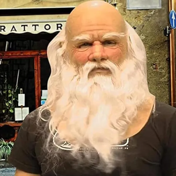 Gamla Män Masker, Jultomte Latex Mask med Vitt Skägg, Vuxen Jultomte Skägg Peruk Hatt Set för Cosplay Kostym Julfest Karneval> Masker