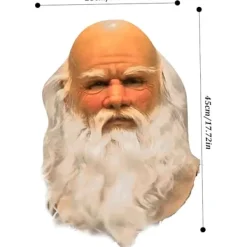 Gamla Män Masker, Jultomte Latex Mask med Vitt Skägg, Vuxen Jultomte Skägg Peruk Hatt Set för Cosplay Kostym Julfest Karneval><noscript><img width=
