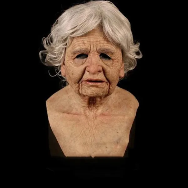 Gammal dam, rolig julmask bar huvud gammal latex huvudbonad Hal> Masker