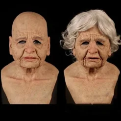 Gammal dam, rolig julmask bar huvud gammal latex huvudbonad Hal> Masker
