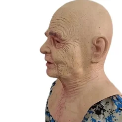 Gammal kvinna super skräck läskig mask latex halloween fest cosplay skallig huvud> Masker