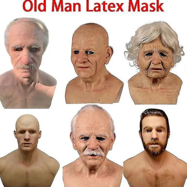 Gammal Man Skräckmask Cosplay Helhuvud Latexmask Halloween Skräck Rolig Cosplay Party> Masker