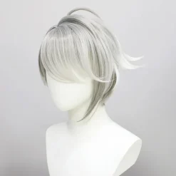 Genshin Impact Al Haitham Cosplay Peruk Kort Grå Vit Peruk Anim><noscript><img width=