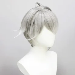 Genshin Impact Al Haitham Cosplay Peruk Kort Grå Vit Peruk Anim><noscript><img width=