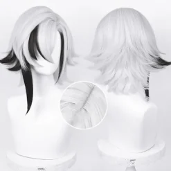 Genshin Impact Arlecchino Cosplay Peruk Vit Svart Värmebeständig Y> Peruker