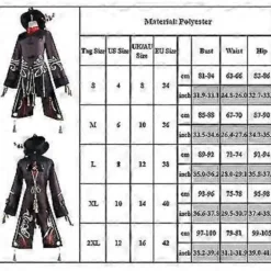 Genshin Impact Hu Tao Cosplay Kostym Outfit Spel Nationell Stil Lång Svans Tofsar Klänning Byxor Uniform Set Halloween -NMAOV( 2XL)><noscript><img width=