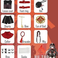 Genshin Impact Hutao Cosplay Kostym Skor Uniform Peruk kinesisk stil Halloween kostymer för kvinnor Ga> Dräkter