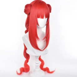 Genshin Impact NiLou BREEZE OF SABAA Peruk Anime Kostym Långt Rött Vågig Hår med Bun och Fläta Hästsvans för Kvinnor Halloween Familjefest><noscript><img width=