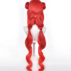 Genshin Impact NiLou BREEZE OF SABAA Peruk Anime Kostym Långt Rött Vågig Hår med Bun och Fläta Hästsvans för Kvinnor Halloween Familjefest><noscript><img width=