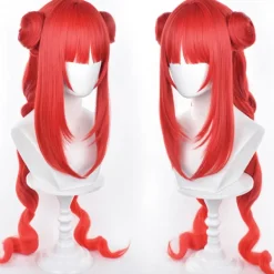Genshin Impact NiLou BREEZE OF SABAA Peruk Anime Kostym Långt Rött Vågig Hår med Bun och Fläta Hästsvans för Kvinnor Halloween Familjefest><noscript><img width=