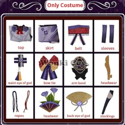 Genshin Impact Raiden Shogun Cosplay Kostym Peruk Lila Långt Hår Halloween Kostymer Komplett Set Genshin Baal Shougun Cosplay L><noscript><img width=