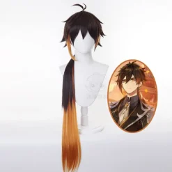 Genshin Impact Zhongli cosplay peruk cos peruk animation gradvis långt hår><noscript><img width=