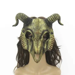 FMYSJ Getmask Halloween Kostym Party jurhuvumask Väur Horn Huvumask Horn emon Ansiktssky Cosplay Kostym (FMY)> Masker