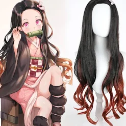 Ghost Blade cos peruk med rosa rosett dekorerad köksdörr You Dou> Peruker