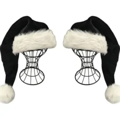 GHZ 2 st Svarta Tomteluvor - Deluxe Svartvit Julmössor för Vuxna> Huvudbonader