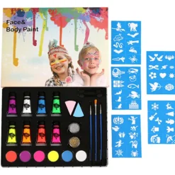 Giftfri Kropps- och Ansiktsmålning Cosplay Vattenlösligt Pigment med Pensel Halloween> Smink