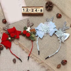 Glitter Renhuvudbonad Hjorthorn Rosetter Hårband Jul Påsk Hårband[D]><noscript><img width=