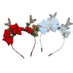 Glitter Renhuvudbonad Hjorthorn Rosetter Hårband Jul Påsk Hårband[D]><noscript><img width=