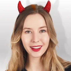 Glitter-diadem med djävulshorn><noscript><img width=