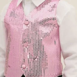 EURL Glitterväst för fest, unisex, färgstark, barn, ärmlös, paljettväst Svart XL><noscript><img width=