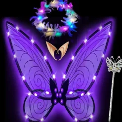 Glittrande älvvingar för vuxna, LED-hårband och trollstavar för karneval och temafester Trollslända lilaFörälderTrollslända lila> Tillbehör