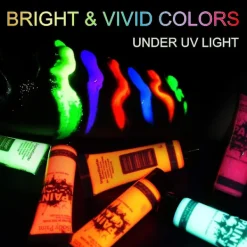 Glow In Dark Ansikts- och Kroppsmakeup UV Svartljus Neon Fluorescerande 0.34oz Set med 6 Tubar> Smink