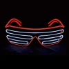 Glow Shutter Neon Rave Glasögon El Wire Blinkande LED Solglasögon Light Up DJ Kostymer för fest, 80-tal, EDM (Röd Vit)> Tillbehör