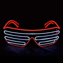 Glow Shutter Neon Rave Glasögon El Wire Blinkande LED Solglasögon Light Up DJ Kostymer för fest, 80-tal, EDM (Röd Vit)> Tillbehör