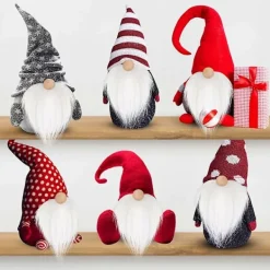 BRONZE Gnompärlor och falska skägg 6st/set fuskpäls dvärgskägg träpärla för jul plysch gnomdocka h [BR]><noscript><img width=