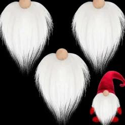 BRONZE Gnompärlor och falska skägg 6st/set fuskpäls dvärgskägg träpärla för jul plysch gnomdocka h [BR]><noscript><img width=