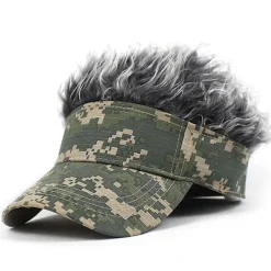 Golf Baseball Cap Med Falskt Hår Cap Solskärm Roliga Toupee Hattar Herr Spikade Green> Huvudbonader