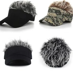Golf Baseball Cap Med Falskt Hår Cap Solskärm Roliga Toupee Hattar Herr Spikade Green><noscript><img width=