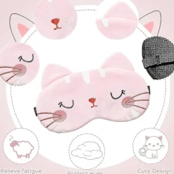 Ögonmask för Sömn 3 Stycken Tecknad Hund Ansikte Ögonskydd Rolig Djur Katt Sovmask Mjuk Lätt Natt Sömn Ögonmasker Kitty Ögonmask Blindf><noscript><img width=