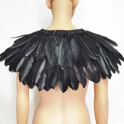 Gotisk fjädersjal Axelaccessoar Fjäder Modevinge Halloween Cosplay Kostym Karneval Klänning Maskeradkläder Dekor svart One Size_tfrf One Size><noscript><img width=