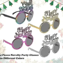 Gott Nytt År Glasögon, Nyårsafton Dekorationer, Roliga Party Glasögon, Nyårsafton Tillbehör (Guld, Silver)> Tillbehör