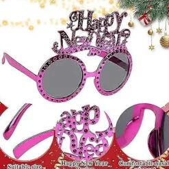 Gott Nytt År Glasögon, Nyårsafton Dekorationer, Roliga Party Glasögon, Nyårsafton Tillbehör (Guld, Silver)><noscript><img width=