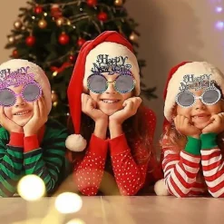 Gott Nytt År Glasögon, Nyårsafton Dekorationer, Roliga Party Glasögon, Nyårsafton Tillbehör (Guld, Silver)><noscript><img width=