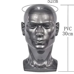 Grå glänsande Professionell Mannequin Head För Display Headset, Hörlurar, Spelkonsol, Hattar, Peruker Smycken L30hh><noscript><img width=