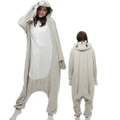 Grå säl onesie för vuxna kvinnor och män djur kigurumi pyjamas tecknad pyjamas hemmakläder halloween cosplay festdräkt M> Dräkter